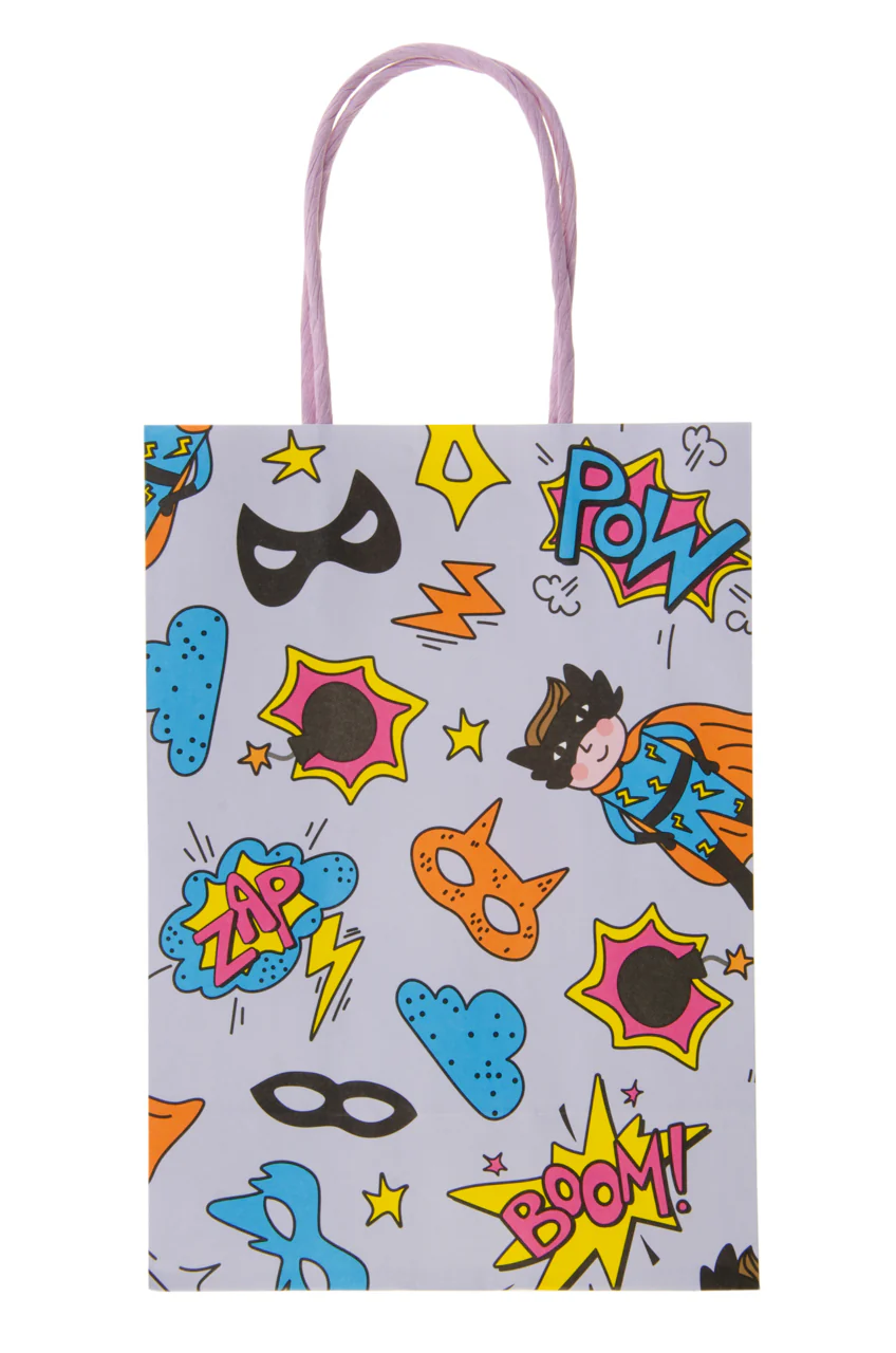 Superhero Paper Gift Bag with Twisted Handles, 22 x 16 x 9 cm