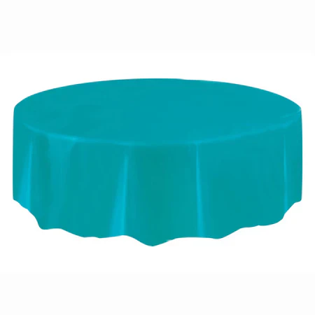 Teal Plastic Round Party Table Cover 213cm