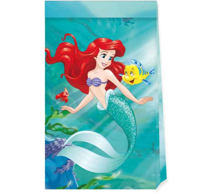 The Little Mermaid - Curious Ariel Paper Party Treat Bags (Pack of 4)