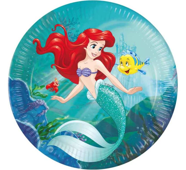 The Little Mermaid - Curious Ariel Paper Plates - 23cm ( Pack of 8)