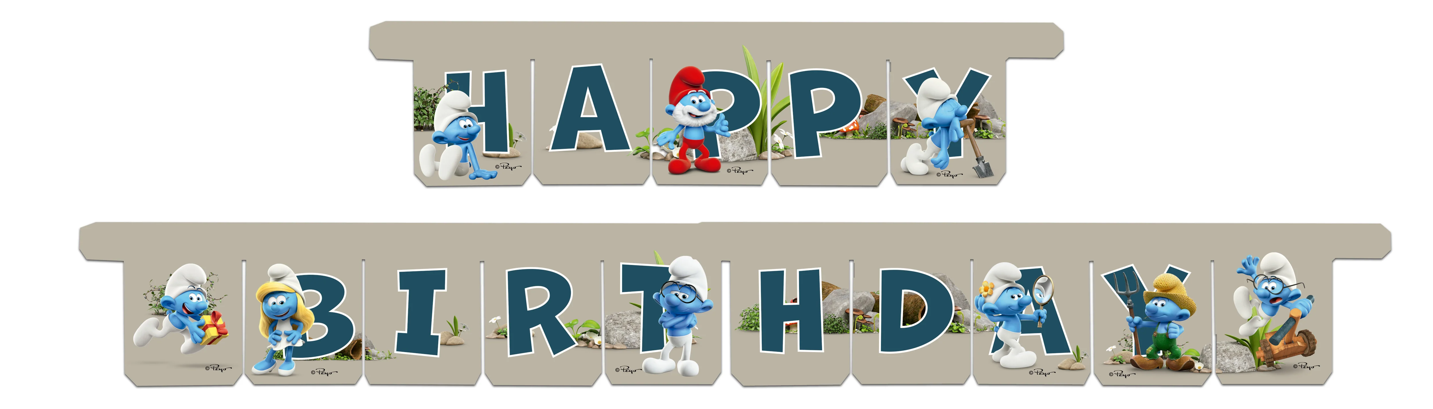 The Smurfs Birthday Party "Happy Birthday" Banner