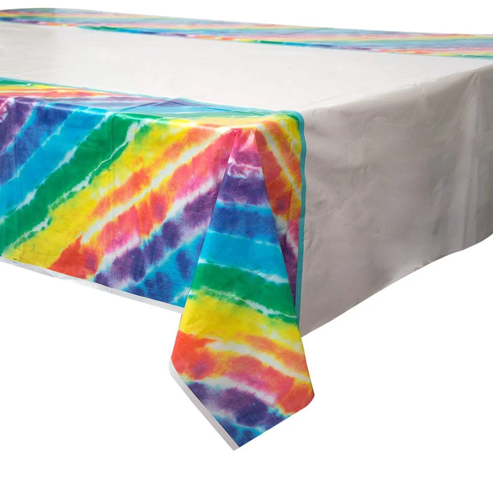 Tie Dye Rainbow Plastic Party Table Cover (137x213 cm)