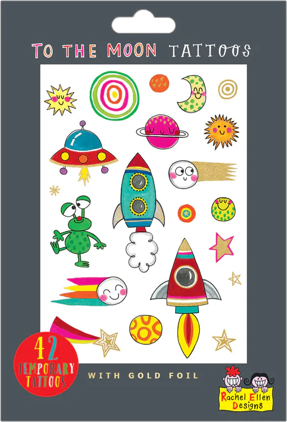 To the Moon Tattoos Children's Temporary Tattoos by Rachel Ellen Designs