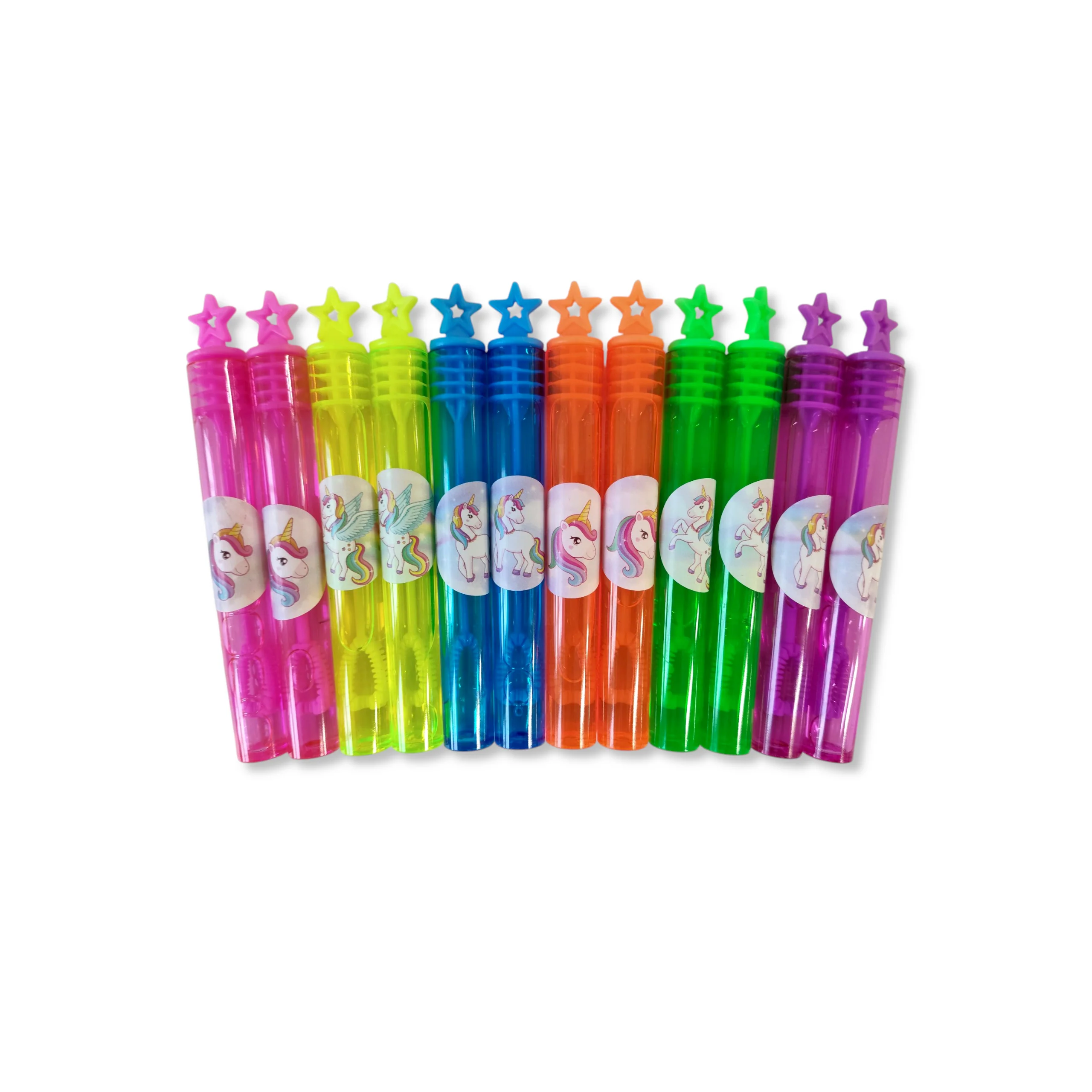 Unicorn Themed Neon Bubble Wands with Star Topper