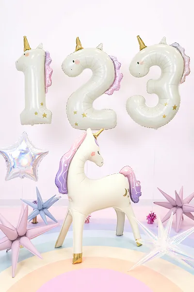 Unicorn Number 3 Foil Balloon, 93cm - Image 2