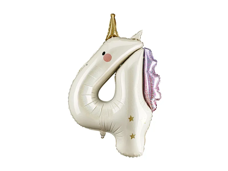 Unicorn Number 4 Foil balloon, 93cm