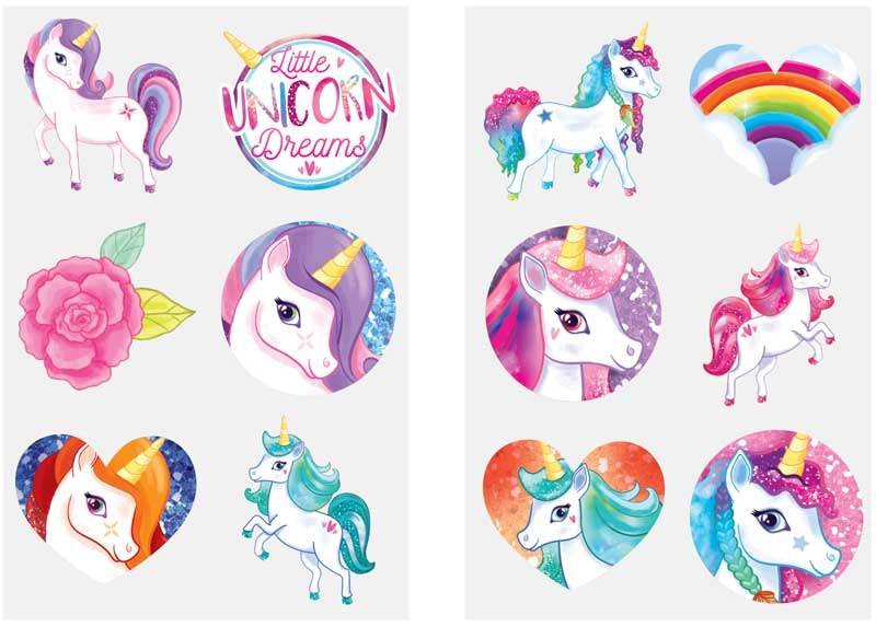 Unicorn Theme Tattoos Sheet
