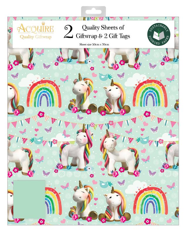 Unicorns and Rainbows Giftwrap (2 Sheets)