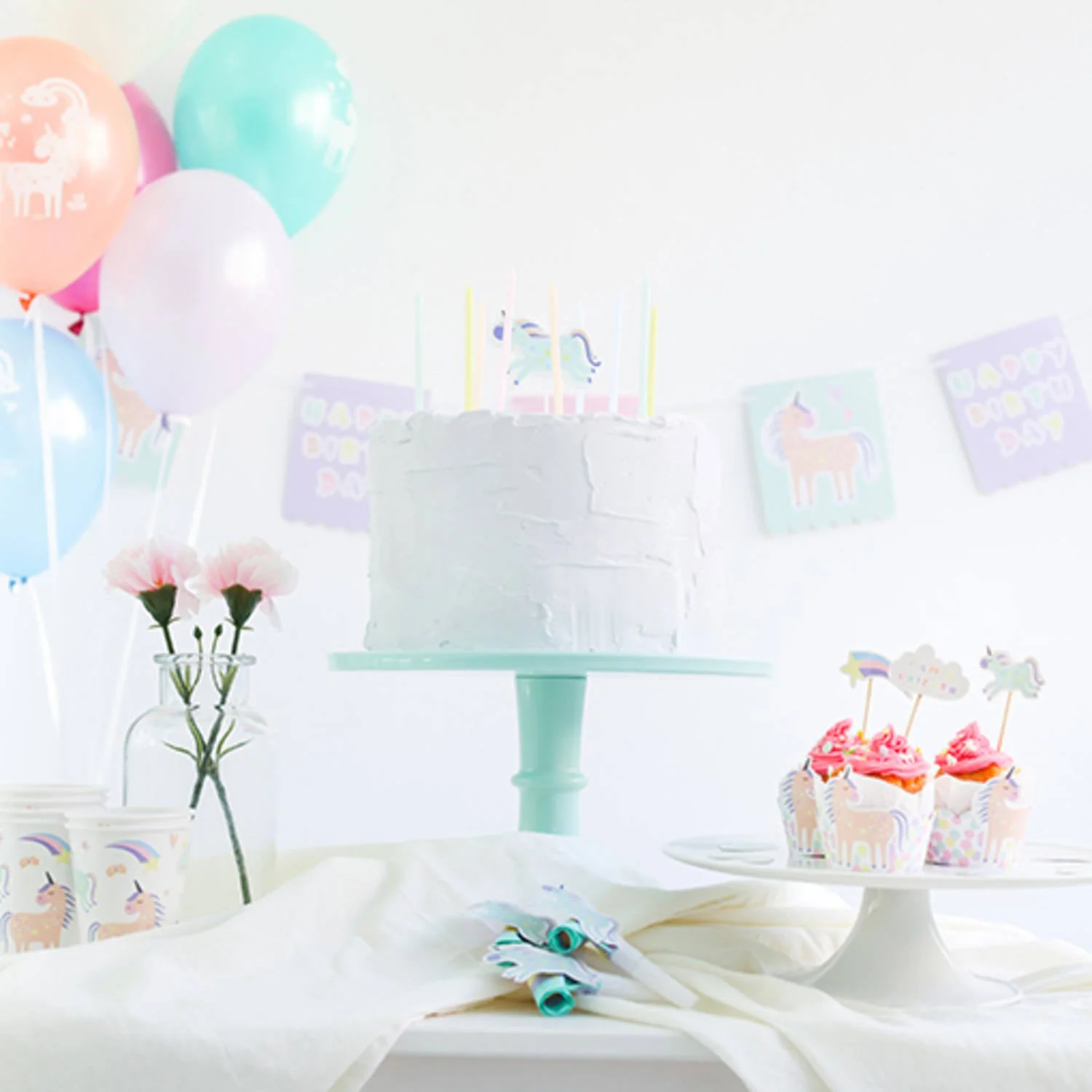 Unicorns & Rainbows Birthday Cake Candles -  (10cm, 11 pieces) - Image 3
