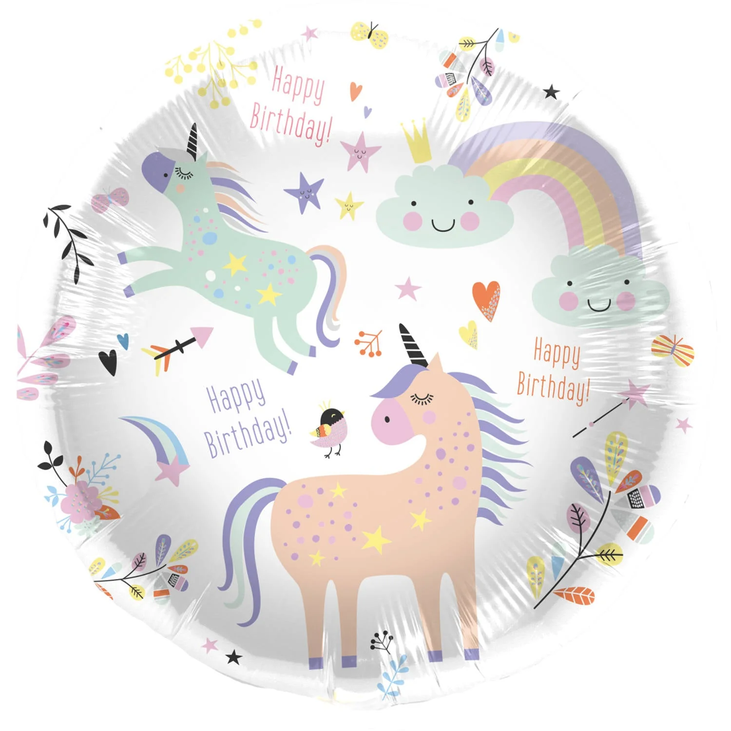 Unicorns & Rainbows Foil Birthday Party Balloon - "Happy Birthday" -  (45 cm)