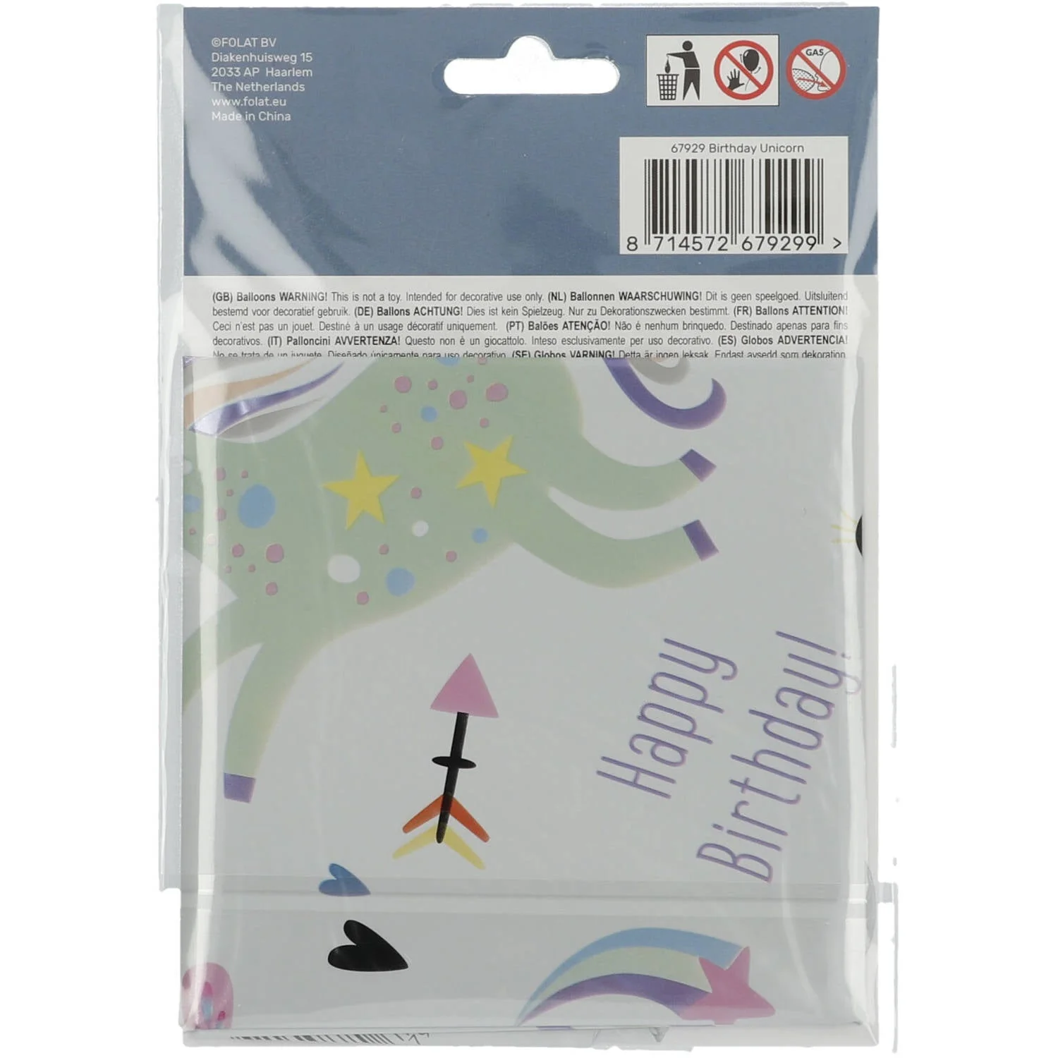 Unicorns & Rainbows Foil Birthday Party Balloon - "Happy Birthday" -  (45 cm) - Image 3