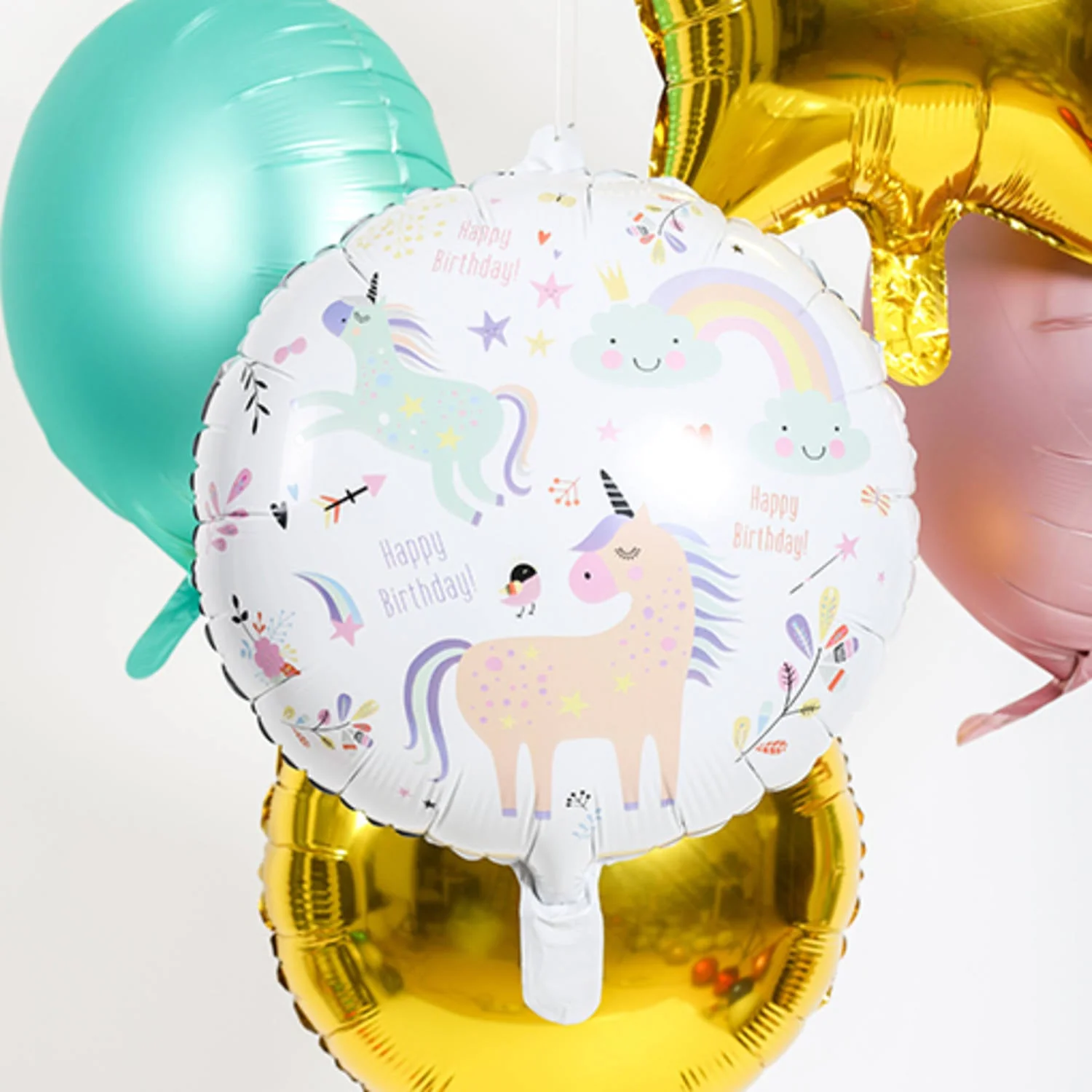 Unicorns & Rainbows Foil Birthday Party Balloon - "Happy Birthday" -  (45 cm) - Image 4