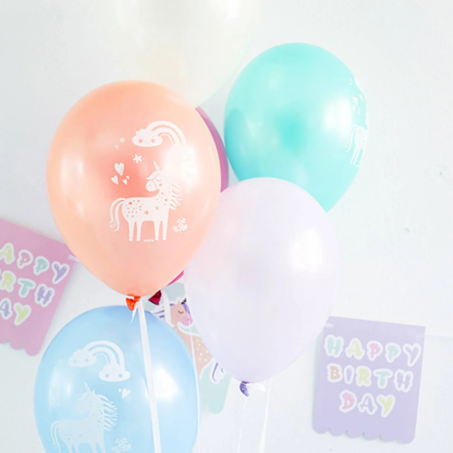 Unicorns & Rainbows Latex Birthday Party Balloons - (33 cm - 6 pieces) - Image 2