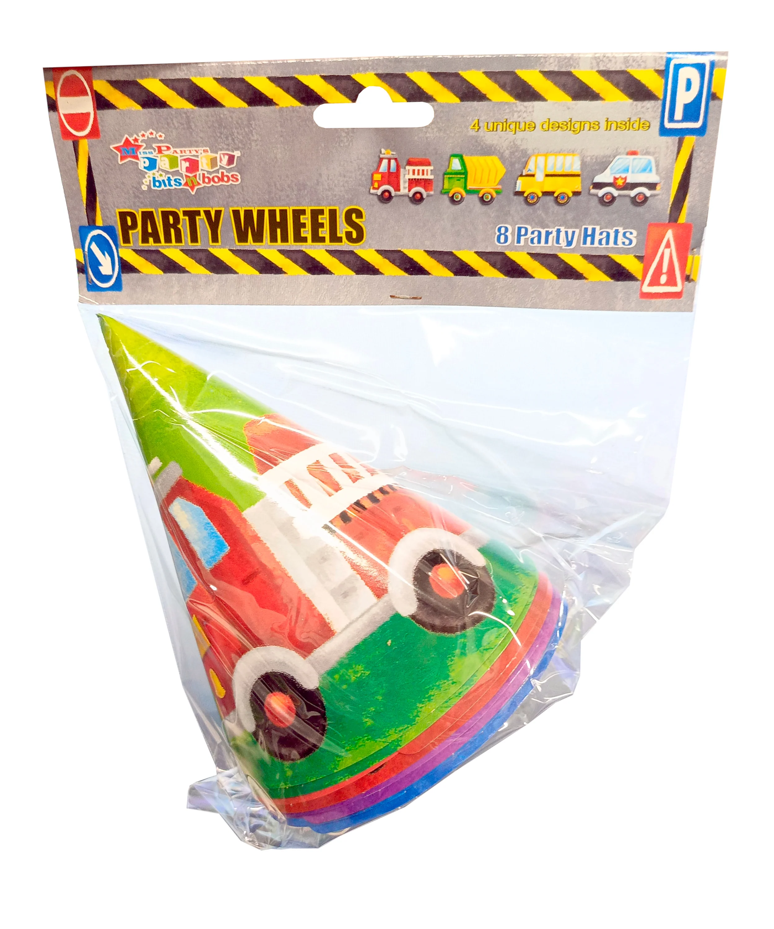 Vehicles And Wheels Party Hats (pack of 8)