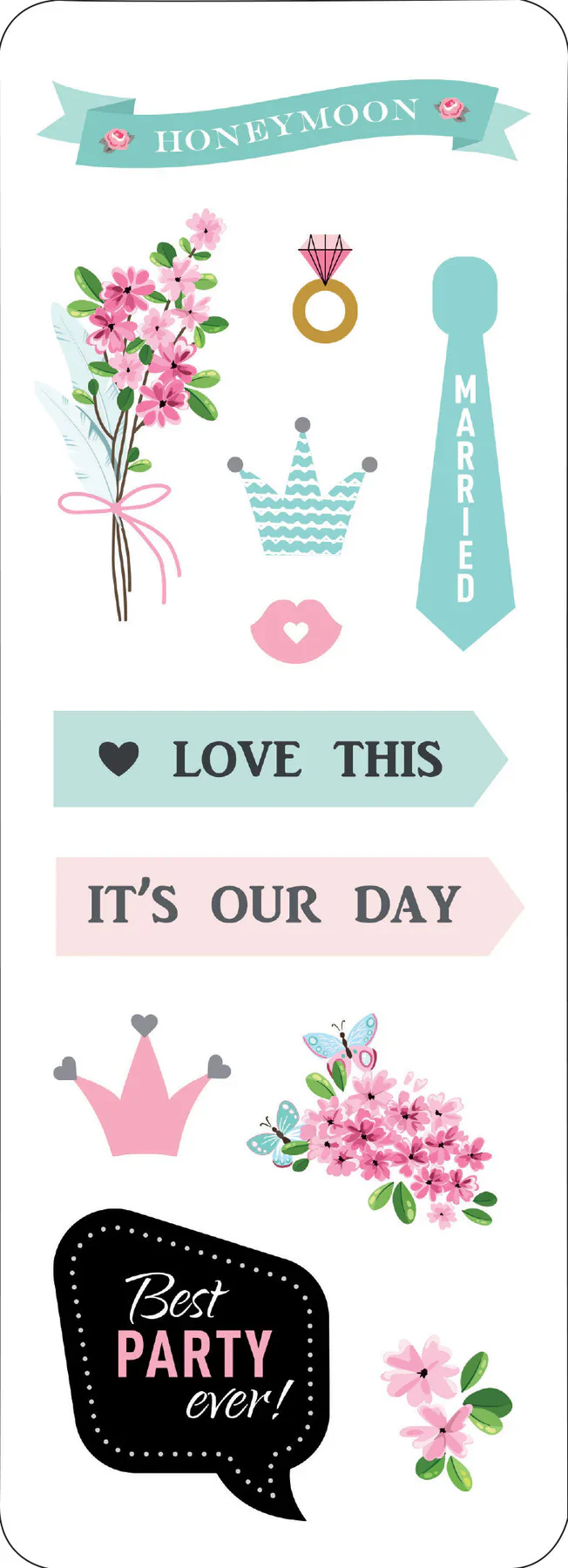 Wedding Themed Sticker Set, Captions, Cakes, Rings and more - Image 5