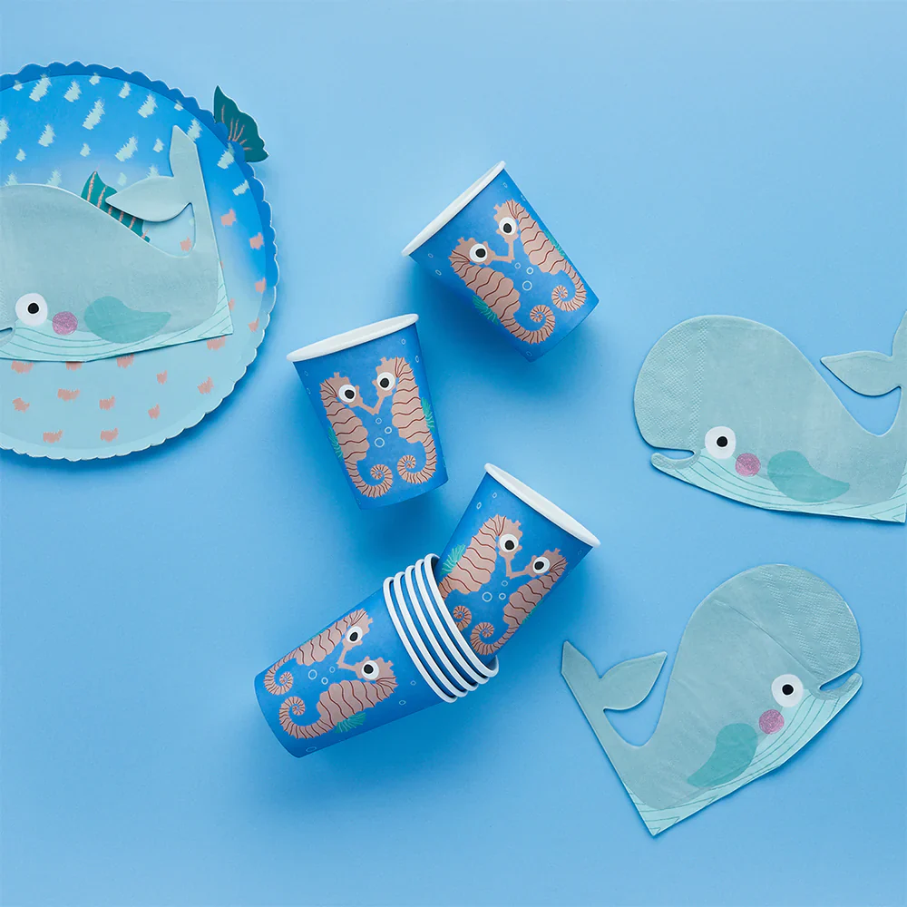 Whale of a Time Seahorse Paper Cups (Pack of 8) - Image 3