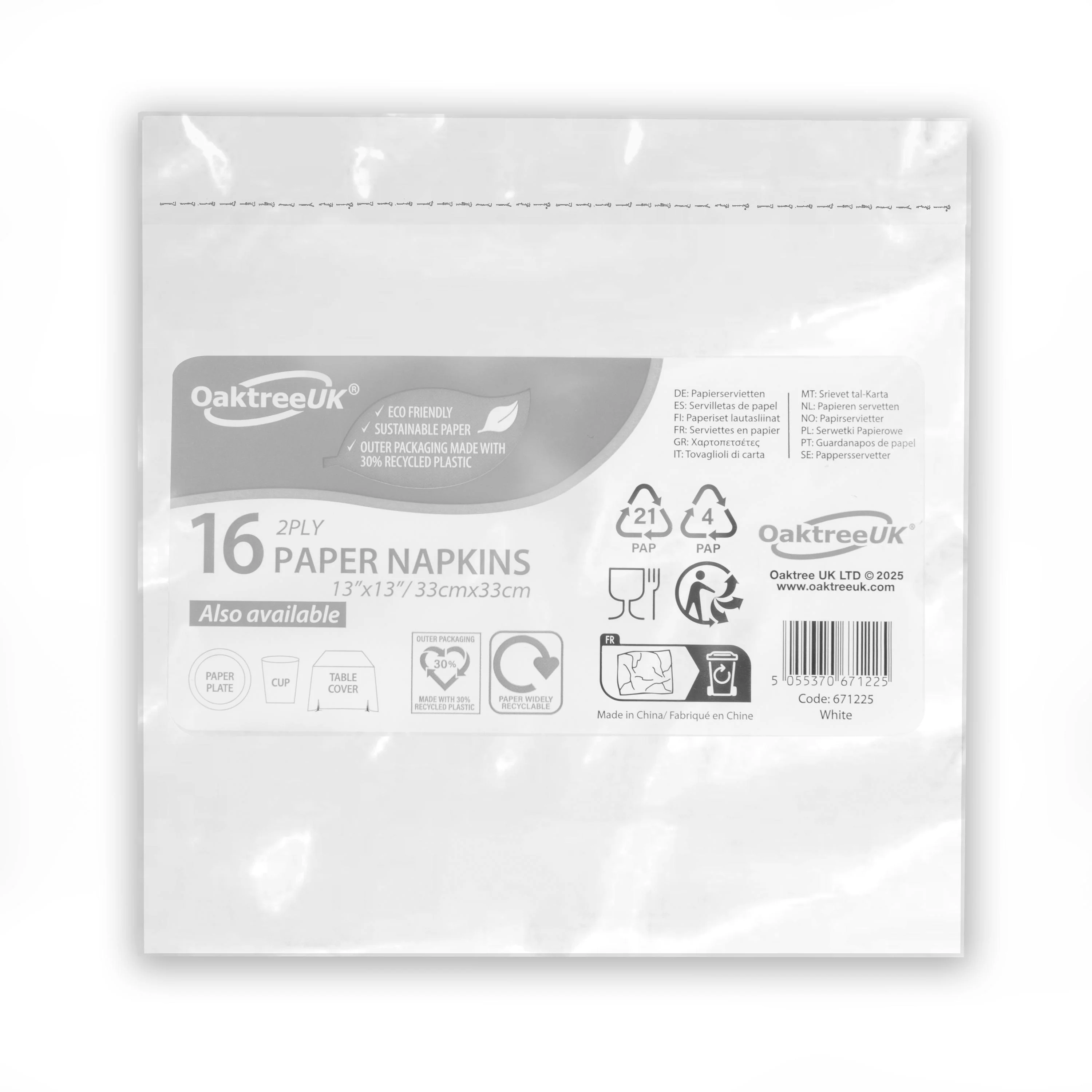 White 2 Ply Napkins (Pack of 16) - Image 2