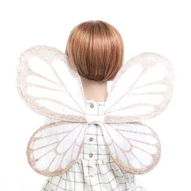 White Sparkly Fairy Wings with coloured glitter 45x35cm - Image 2