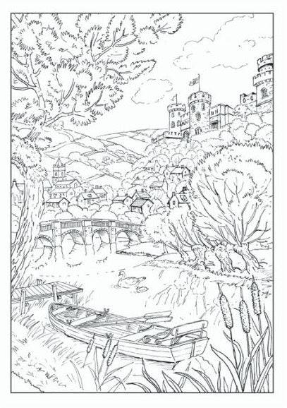 World of Art Cottages and Castles Adult Colouring Book - Image 3