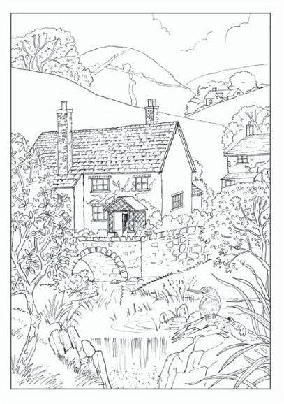 World of Art Country Scenes Adult Colouring Book - Image 3