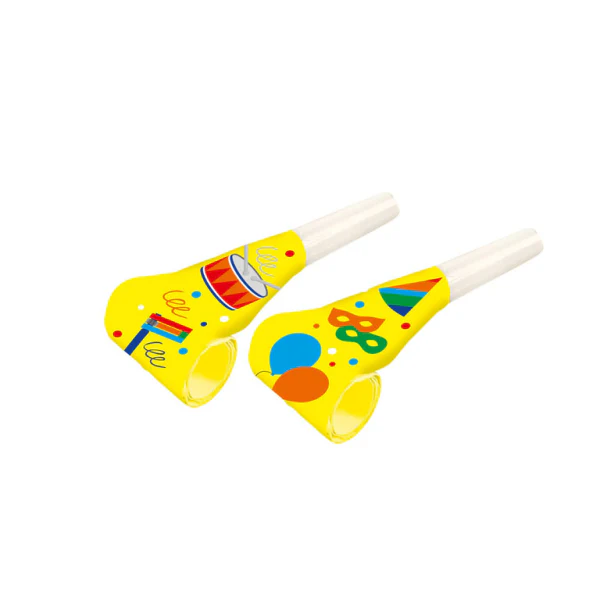 Yellow Party Blowout Whistles, 30 cm (Pack of 4)