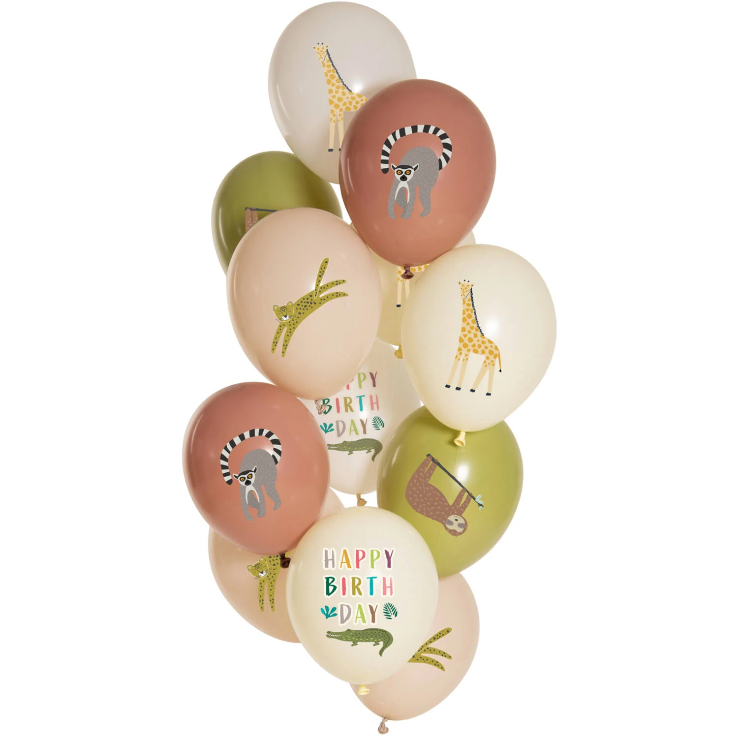 Zoo Party Latex Balloons 33 cm, 12 Pack