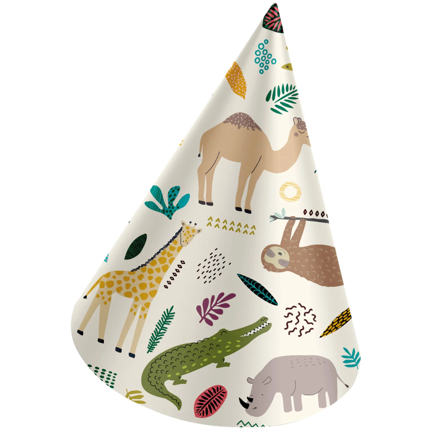Zoo Party Paper Party Hats, 16.5 cm, 6 Pieces, Multicolour