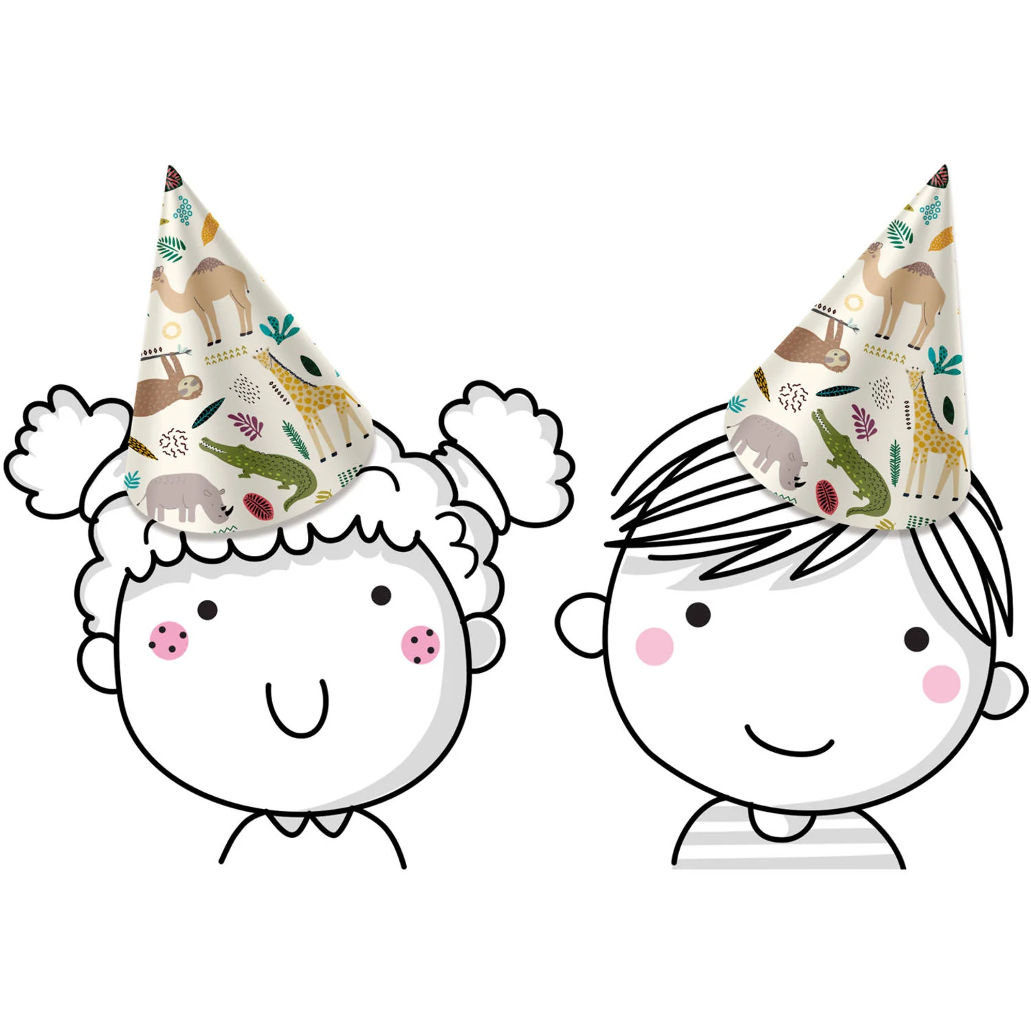 Zoo Party Paper Party Hats, 16.5 cm, 6 Pieces, Multicolour - Image 2