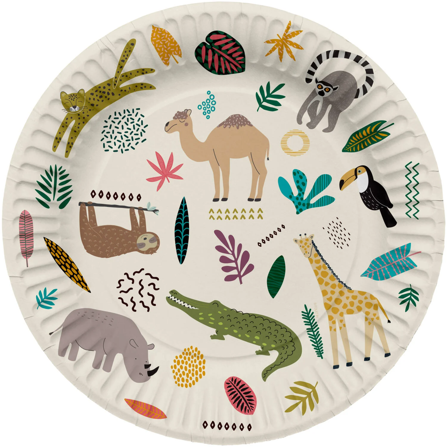 Zoo Party Paper Plates, 23 cm, 8 Pieces, Multicolour