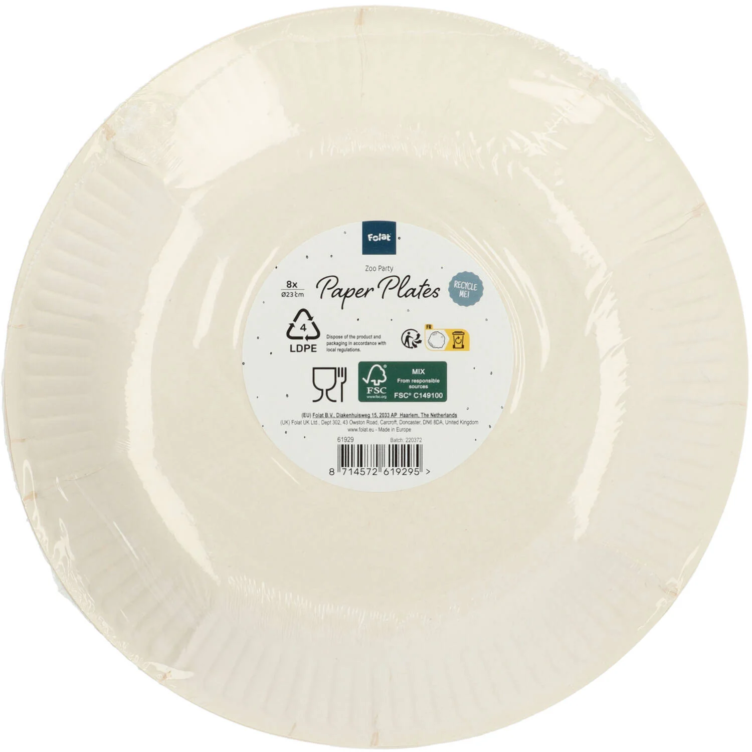 Zoo Party Paper Plates, 23 cm, 8 Pieces, Multicolour - Image 3